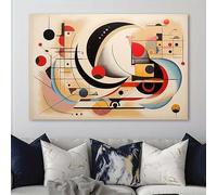 IHHGNB Quadro astratto su tela, beige, nero, rosso, blu, marrone, grigio, bianco, stampe, poster, decorazione per soggiorno e ufficio (50x70 cm/senza cornice)