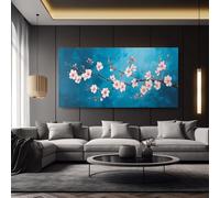 IHHGNB Quadro moderno con fiori di ciliegio, stampa su tela, per bagno, cucina, ufficio, camera da letto, soggiorno (55x110 cm/senza cornice)