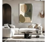 IHHGNB Quadro senza cornice con texture geometriche verdi e beige, stampa su tela moderna e decorativa di grandi dimensioni per soggiorno (50x70 cm (20x28 pollici)/senza cornice)