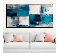 IHHGNB Quadro su tela astratto blu, stampe murali moderne, poster, grande dipinto artistico per la decorazione della camera da letto e del soggiorno (75x150 cm/senza cornice)