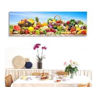 IHHGNB Quadro su tela per cucina, con verdure e frutta, poster e stampe per sala da pranzo, soggiorno, decorazione da parete, 40x120 cm (16x47 pollici) senza cornice