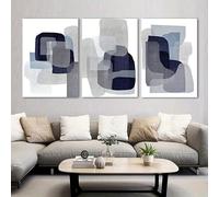 IHHGNB Quadro su tela scandinavo, arte murale, poster su tela blu e grigio, stampe artistiche da parete grigio navy, immagine moderna, decorazione da parete (30x40 cm (12x16 pollici) x3)