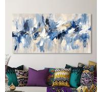 IHHGNB Stampa su tela di arte murale astratta moderna blu e bianca per soggiorno, camera da letto, ufficio, sala da pranzo, poster decorativo (40x80 cm/senza cornice)