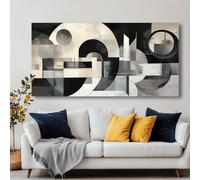 IHHGNB Stampe artistiche su tela di colore bianco e grigio, pittura geometrica astratta circolare, quadro per soggiorno, arredamento per la casa (30x60 cm/senza cornice)