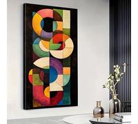 IHHGNB Stampe artistiche su tela geometriche astratte, design a blocchi di colore vivaci, poster quadrati e rotondi, opera d'arte, dipinto (70x140 cm/28x55 pollici/senza cornice)