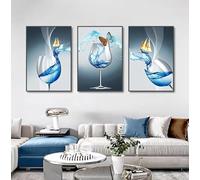 IHHGNB Stampe su tela astratte con calici da vino, poster di lusso per sala da pranzo, dipinti per soggiorno, decorazioni murali per la casa, 30x50 cm (12x20 pollici) x3 senza cornice