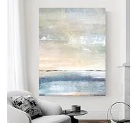 IHHGNB Stampe su tela moderne e astratte con skyline, blu, grigio e beige, poster per camera da letto, soggiorno, bagno, arredamento per la casa (60x80 cm/senza cornice)