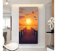 IHHGNB Tramonto sul mare, poster e stampe, dipinto su tela con gabbiano, paesaggio, quadro da parete per soggiorno, arredamento per la casa (80x160 cm/senza cornice)