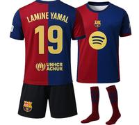 IHIMI Lamine Yamal Barcelona #19 2024 Maglietta da calcio per bambini, di colore blu, maglietta sportiva, per allenamenti di calcio, con pantaloncini, blu, 164 cm