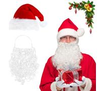 IHLOOTD Cappello di Babbo Natale con Barba, Accessori per Costumi di Babbo Natale, Ideali per Feste di Cosplay di Natale (B)
