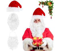 IHLOOTD Cappello di Babbo Natale con Barba e Parrucca, Accessori per Costumi di Babbo Natale, Ideali per Feste di Cosplay di Natale (A)