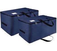 IHOMAGIC 2 Pezzi Grande Borsa Portaoggetti, 105L Pieghevole Contenitore Vestiti con Manico e Cerniera, Organizzatore di Contenitore Sottoletto, Scatole Portaoggetti per Giocattoli, Trapunte, Blu Scuro