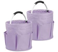 IHOMAGIC 2Pack Borsa Attrezzi con 6 Tasche, 17L Cestino Picnic Pieghevole, Cestino Doccia Portatile in Tessuto Oxford 600D, Cestino Portaoggetti Multifunzionale per la Pulizia, il Campeggio, Viola