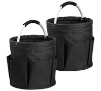 IHOMAGIC 2Pcs Borsa Attrezzi Lavoro con 6 Tasche, 17L Cestino porta Detersivi Salvaspazio, Cestino Picnic Portatile in Tessuto Oxford 600D, Cestini Portaoggetti per la Doccia, la Pulizia, Nero