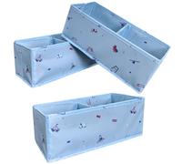 IHOMAGIC 3 Pezzi Organizzatore Armadio Pieghevole, Organizer Cassetti Armadio con Motivi Divertenti, Scatole Portaoggetti Multifunzionale in Tessuto per Calzini, Biancheria Intima, Cravatte, Blu