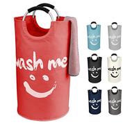 IHOMAGIC 95L Cesto per il Bucato in Tessuto con Manico in Alluminio - Freestanding Cesto Biancheria Sporca, Portabiancheria Pieghevole, Resistente al Cesto Porta Bucato per Campeggio, Hotel (Rosso)