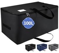 IHOMAGIC Borsa Portaoggetti Grande Capacità per Trapunte e Coperte, Porta Abiti Pieghevole con Manico e Cerniera Lampo, Organizzatore di Armadio Contenitore Sottoletto 70x42x35CM, 100L Nero