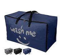 IHOMAGIC Borsa Portaoggetti Grande con Manico Rinforzata - Scatole per Armadio, Contenitore Sottoletto Pieghevole per Biancheria da Letto e Traslochi, 100L Blu Scuro