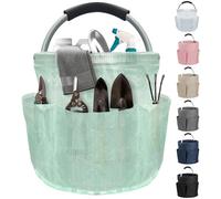 IHOMAGIC Borsa portautensili portatile da 17 litri con manico morbido, pieghevole per la pulizia con 6 tasche laterali, organizer per articoli di pulizia, in resina PVC, per campeggio, viaggi