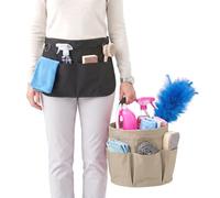 IHOMAGIC Cestino Ripiegabile Colore Cachi con 6 Tasche e Grembiule da Servizio Impermeabile Nero Multitasche, ideale per Hotel, Casa e Ristoranti