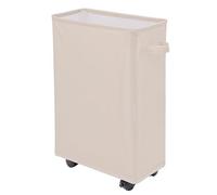 IHOMAGIC Cesto della Biancheria con Ruote 40L - Cesta del Bucato Sottile Pieghevole, Cesto Portabiancheria Rettangolare in Piedi, Sottile Secchi per La Biancheria per Hotel, Deposito Familiare (Beige)