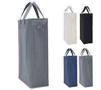 IHOMAGIC Portabiancheria Salvaspazio 45L, Cesto per la Biancheria Sottile Contenitore per Lavanderia con Maniglie Impermeabile, Pieghevole Cesta del Bucato Lavanderia, Bango 39x19x60cm (Grigio Scuro)