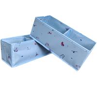 IHOMAGIC Set di 2 Organizer Cassetti Intimo con Motivi Divertenti, Separatori per Cassetti Pieghevole, Scatole Portaoggetti Multifunzionale per Calzini, Biancheria Intima, Cravatte, Blu