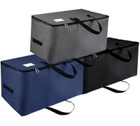 IHOMAGIC Set di 3 Borsa Portaoggetti per Contenitori Sottoletto, 105L Grandi Contenitori per Armadio Salvaspazio con Manico, Versatile Contenitori per Vestiti, Coperta, Grigio Scuro/Nero/Blu Scuro