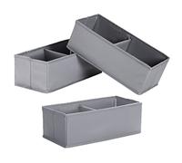 IHOMAGIC set di 3 Organizer per cassetti, Scatola di Immagazzinaggio Pieghevole, Organizer Cassetti Bagno - Divisori per cassetti per Biancheria intima, Calze, Cravatte, Sciarpe, Cosmetici 28x13x10cm