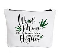 Ihopes, borsa da trucco divertente con foglie, regalo per mamma, donna, sorella, amante del trucco, in cotone naturale, con cerniera, borsa per cosmetici, accessori da viaggio per la festa della mamma, compleanno, Natale