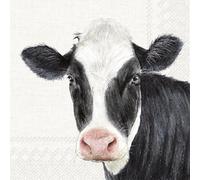 IHR Ideal Home Range - Tovaglioli di carta FARM COW crema - Mucca 20 tovaglioli per il pranzo 33 cm x 33 cm
