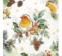 IHR Ideal Home Range - Tovaglioli di carta ROBIN'S MELODY crema 20 tovaglioli da pranzo 33 cm x 33 cm