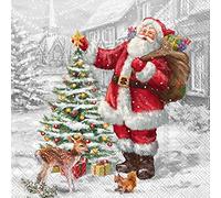 IHR Ideal Home Range Tovaglioli di carta usa e getta a 3 strati, 16,5 x 16,5 cm, albero di Natale di Babbo Natale