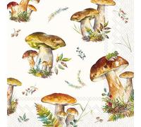 IHR Ideal Home Range Tovaglioli usa e getta a 3 veli di carta, 16,5 x 16,5 cm, collezione funghi, 20 pezzi