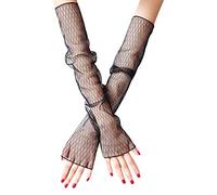 ihreesy Guanti senza dita, 1 paio di eleganti scaldamuscoli in pizzo da donna, guanti lunghi da sera, polsino in pizzo, protezione solare, Diamante nero, Taglia unica