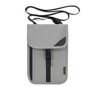 Ihreesy RFID Neck Pouch Travel Neck Wallet, Grigio Chiaro