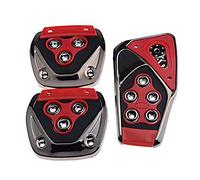 ihreesy Set di Pedali Freno Frizione Accelerati Universali, 3 Pezzi in Lega di Titanio Antiscivolo Pedale per Auto Freno Frizione Acceleratore Pedaliera Kit Pastiglie di Copertura,Rosso