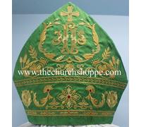 IHS Bishop's Mitre Ricamo Verde Mitra NEW