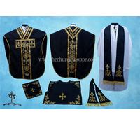 Ihs Embroidery- Nero Chasuble.st. Philip Neri Stile Casula & Massa Set