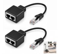 Ihteyuo 2 pezzi Splitter RJ45, adattatore RJ45 da 1 a 2 femmine, multipresa Ethernet compatibile Cat5 Cat5e Cat6 Cat7, adattatore di rete LAN per router Switch PC TV Box