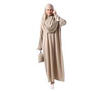 ihvan online Abiti musulmani da donna, abito da preghiera islamica a maniche lunghe, Visone, 3XL-6XL