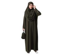 ihvan online Abiti musulmani per le donne, abito da preghiera islamica a maniche lunghe di un pezzo, cachi, XS-XXL