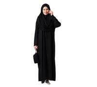 ihvan online Abiti musulmani per le donne, abito da preghiera islamica a maniche lunghe di un pezzo, Nero , XXX-Large-6X-Large