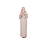 ihvan online Abito musulmano per ragazze, abito da preghiera islamica a maniche lunghe con hijab, Ecru, 8-12 anni
