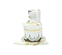 ihvan online Cilindro di preghiera islamica con elegante mini Corano coperto di velluto e perline di preghiera Tesbih, Ramadan & Eid regalo, bianco