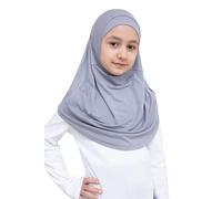 ihvan online, Hijab istantaneo pronto da indossare per ragazze, morbido foulard in viscosa per bambini, uso quotidiano, preghiera e viaggi, grigio, Taglia unica
