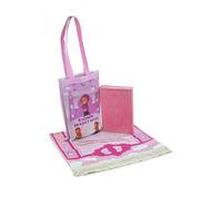 Ihvan Online Janamaz Sajadah - Tappeto da preghiera musulmana per bambini, perline, Corano, set di borse rosa per viaggi, morbido tappeto Salah Mat