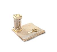 ihvan online Janamaz - Tappeto da preghiera musulmano in tessuto taffettà e perle di preghiera con elegante confezione regalo - Sajadah - Crema