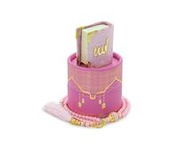 ihvan online, Set regalo islamico per preghiera con cilindro coperto da elegante velluto, Corano mini e perline per preghiera Tesbih, regalo islamico per Ramadan & Mawlid & Eid, Rosa