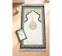 ihvan online Tappeto da preghiera musulmana con elegante borsa portatile in tessuto, Janamaz, Sajadah, morbido tappeto per preghiere islamiche, regali islamici per Eid Ramadan, tappetino da preghiera